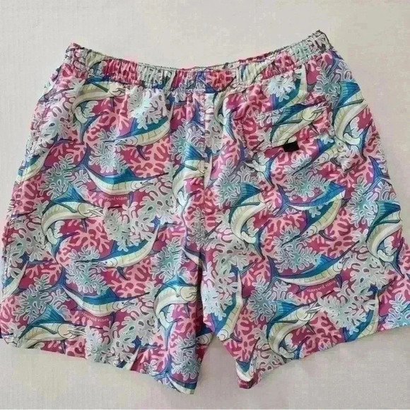 Vineyard Vines Marlin & Coral Chappy Trunks Boardshorts 7" Mens L - Picture 1 of 6